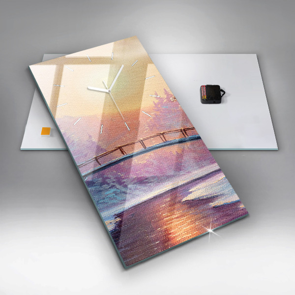 Zegar ścienny pionowy Choinka i most