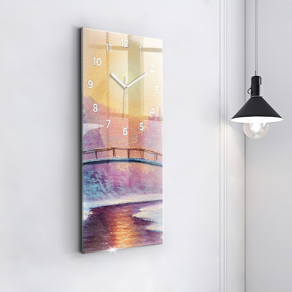 Zegar ścienny pionowy Choinka i most
