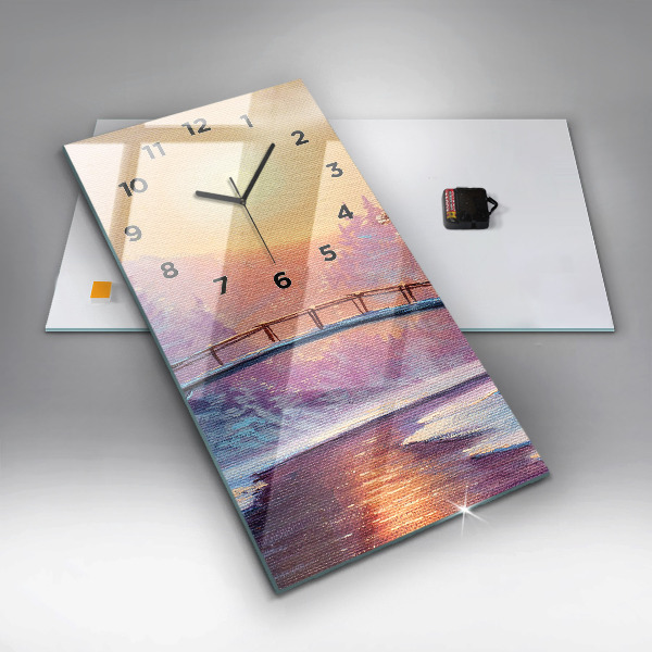 Zegar ścienny pionowy Choinka i most