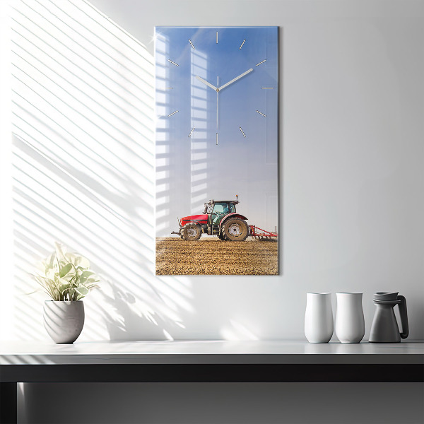 Zegar szklany pionowy Rolnik w traktorze