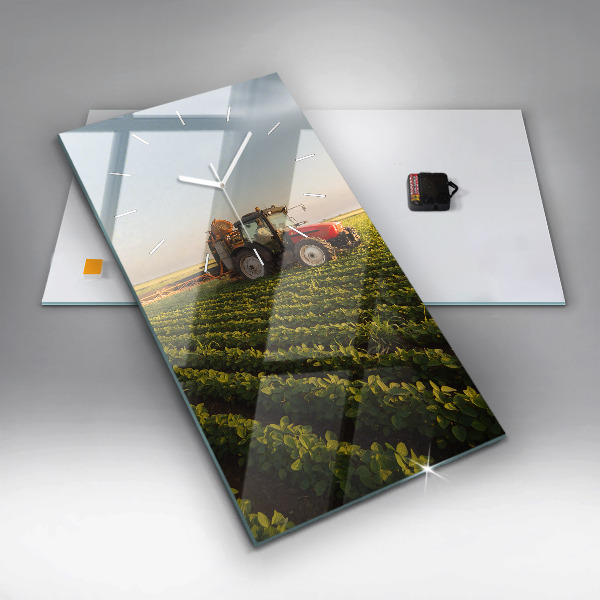 Zegar ścienny pionowy Ciągnik na polu rolniczym