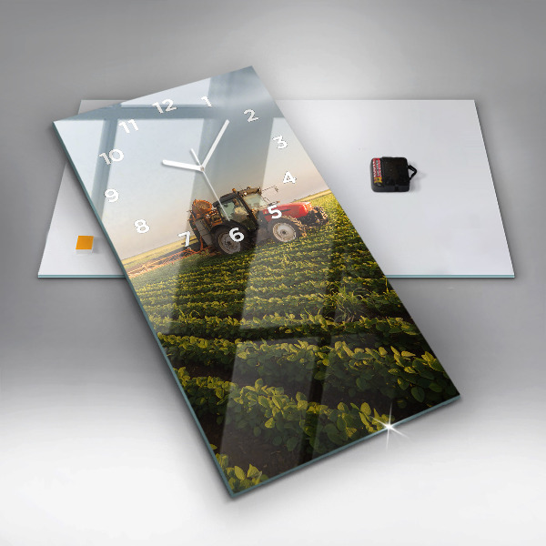 Zegar ścienny pionowy Ciągnik na polu rolniczym