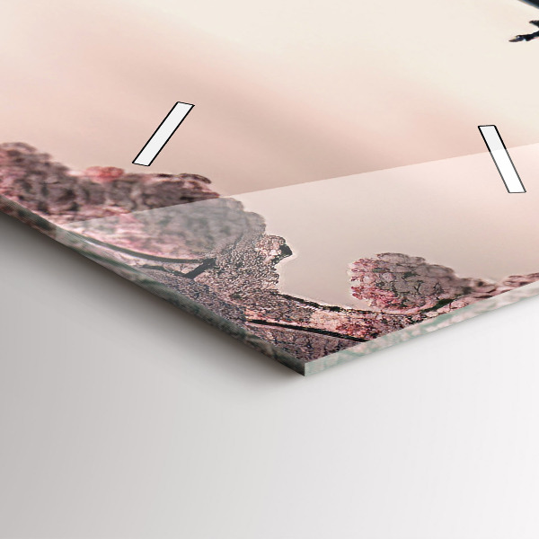 Zegar ścienny pionowy Wieża i kwiaty w Azji