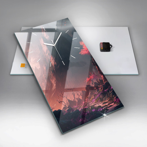 Zegar ścienny pionowy Magiczny las i góry