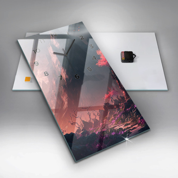 Zegar ścienny pionowy Magiczny las i góry