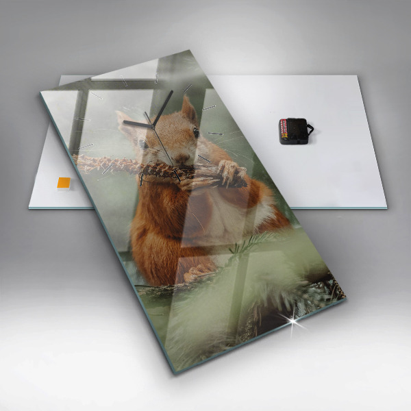 Zegar ścienny pionowy Wiewiórka i dzika natura