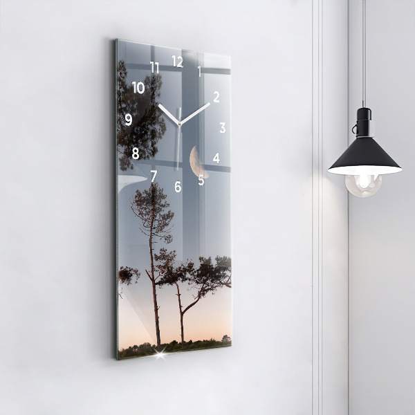 Zegar ścienny pionowy Półksiężyc i drzewa