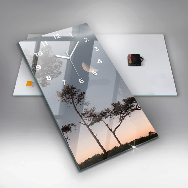 Zegar ścienny pionowy Półksiężyc i drzewa