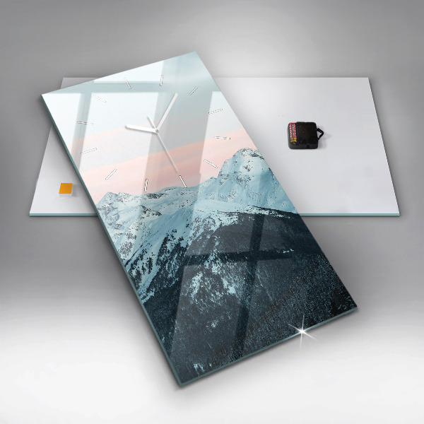 Zegar ścienny pionowy Pasmo górskie zimą