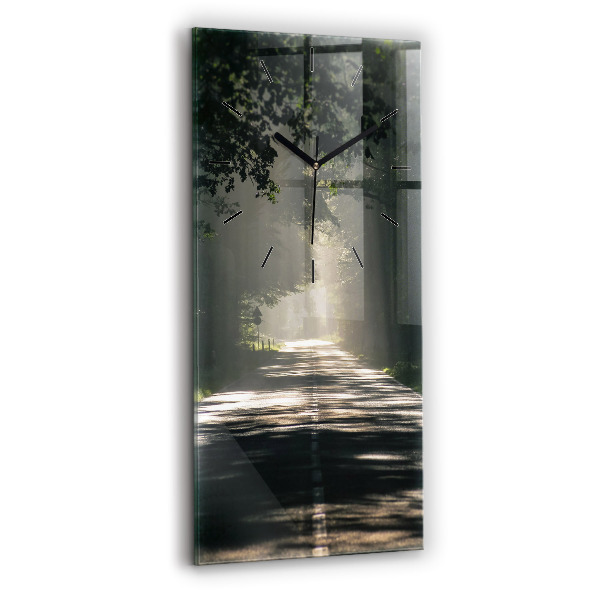 Zegar ścienny pionowy Leśna droga i smugi słońca