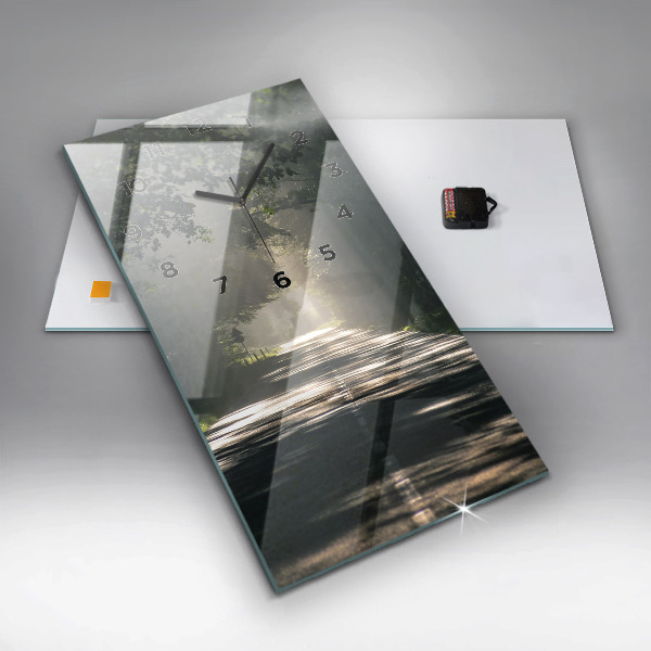 Zegar ścienny pionowy Leśna droga i smugi słońca