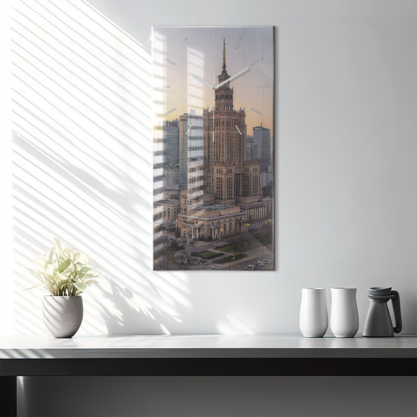 Zegar ścienny pionowy Panorama Warszawy
