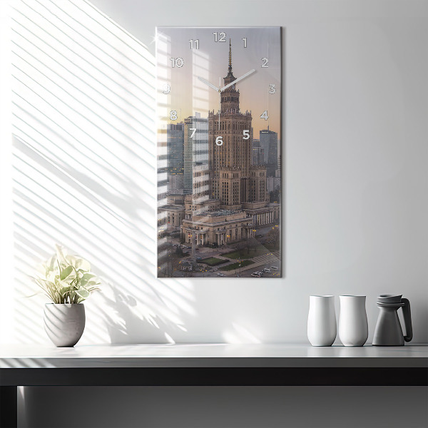 Zegar ścienny pionowy Panorama Warszawy