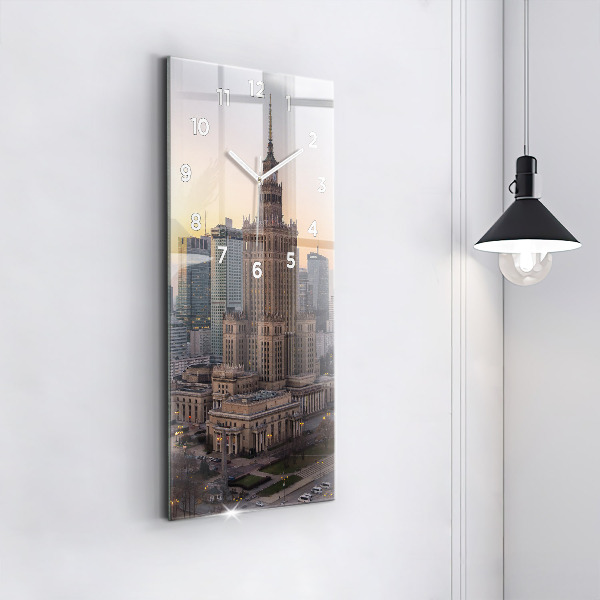 Zegar ścienny pionowy Panorama Warszawy
