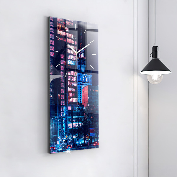 Zegar ścienny pionowy Warszawa w nocy