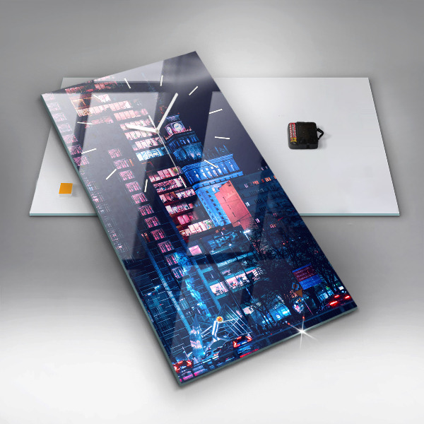 Zegar ścienny pionowy Warszawa w nocy