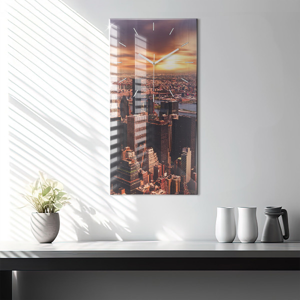 Zegar ścienny pionowy Panorama miasta zachód
