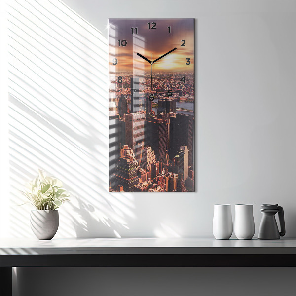 Zegar ścienny pionowy Panorama miasta zachód