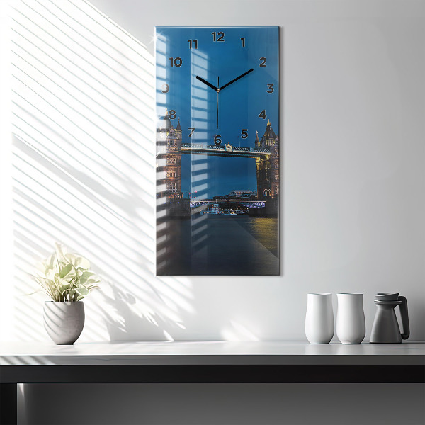Zegar ścienny pionowy Tower Bridge Londyn nocą