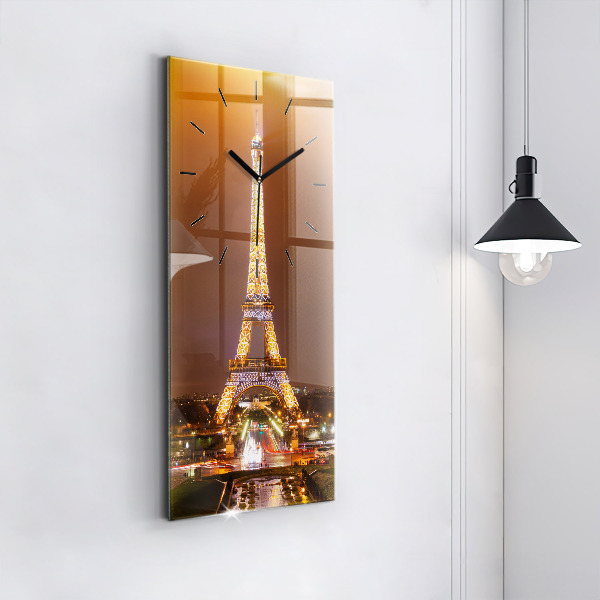 Zegar ścienny pionowy Oświetlona Wieża Eiffla