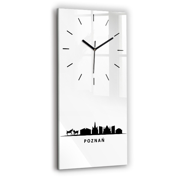 Zegar szklany pionowy Poznań panorama grafika