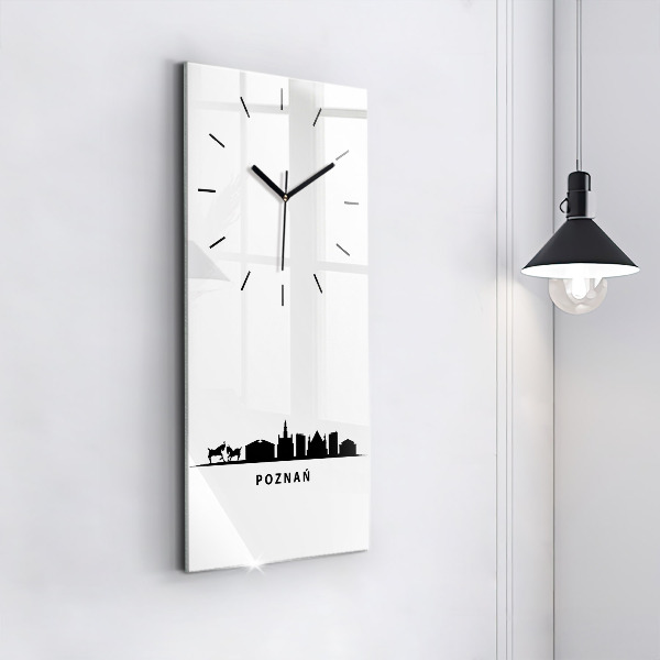 Zegar szklany pionowy Poznań panorama grafika