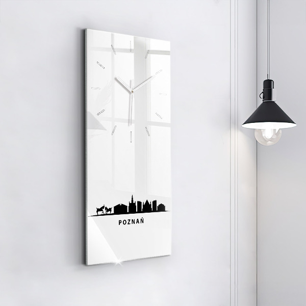 Zegar szklany pionowy Poznań panorama grafika