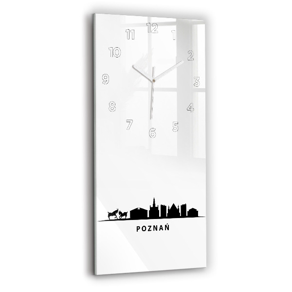 Zegar szklany pionowy Poznań panorama grafika