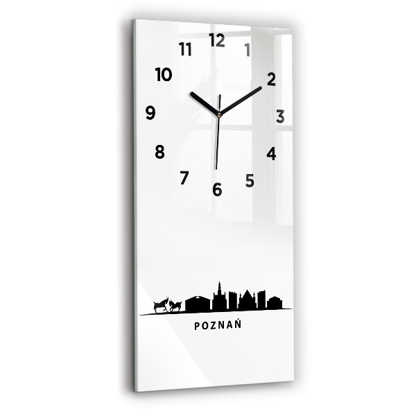 Zegar szklany pionowy Poznań panorama grafika