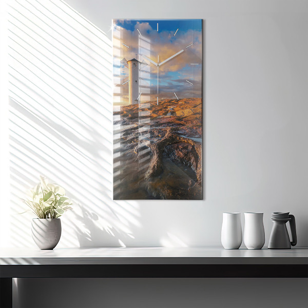 Zegar szklany pionowy Latarnia i morze Bałtyckie