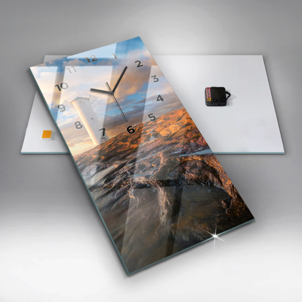 Zegar szklany pionowy Latarnia i morze Bałtyckie