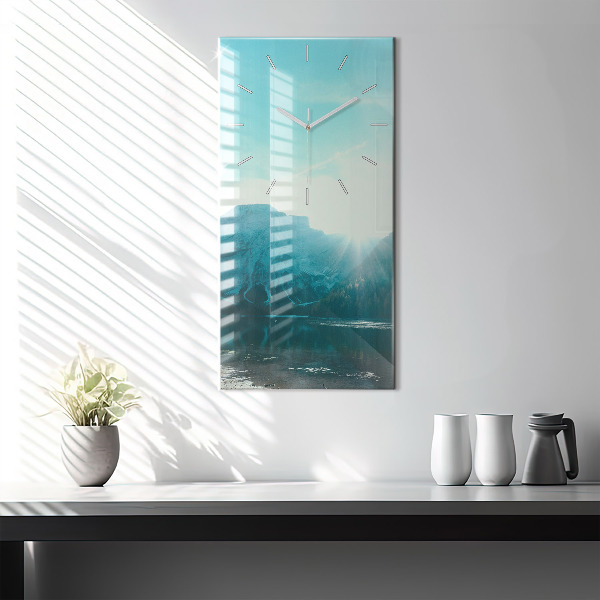 Zegar ścienny pionowy Góra i rzeka w Polsce