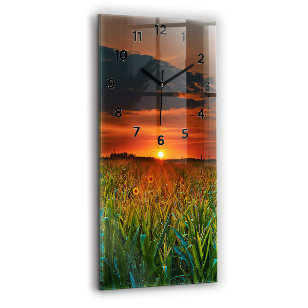 Zegar ścienny pionowy Słoneczniki na łące