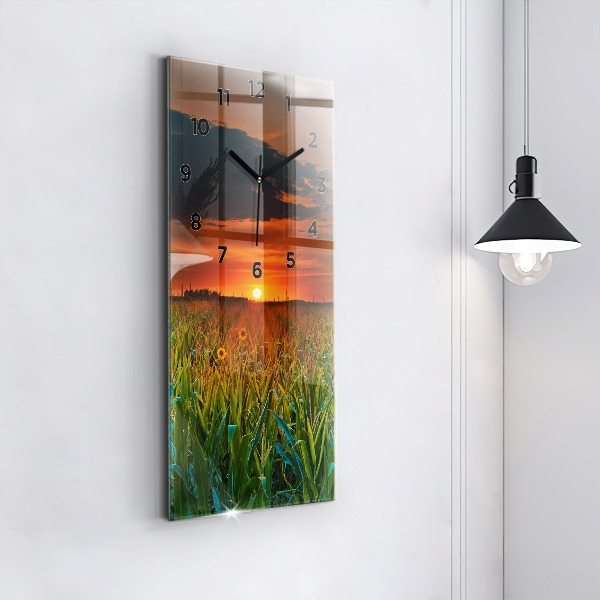 Zegar ścienny pionowy Słoneczniki na łące