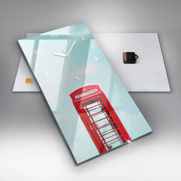 Zegar ścienny pionowy Budka telefoniczna