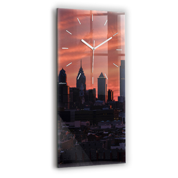 Zegar ścienny pionowy Panorama miasta Philadelphia