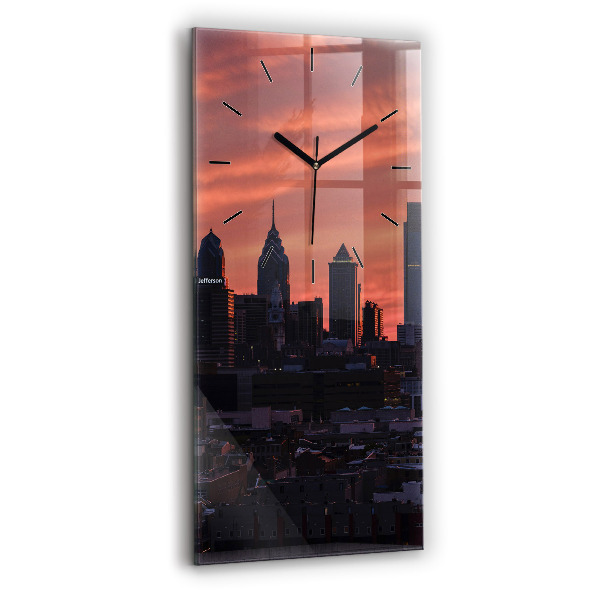 Zegar ścienny pionowy Panorama miasta Philadelphia