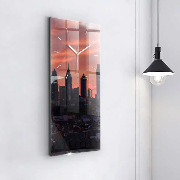 Zegar ścienny pionowy Panorama miasta Philadelphia