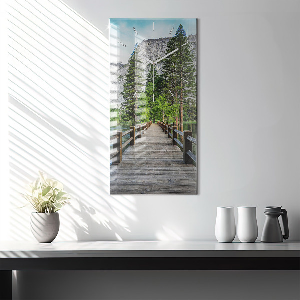 Zegar ścienny pionowy Drewniany most Yosemite