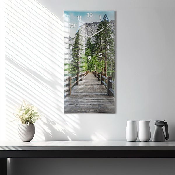 Zegar ścienny pionowy Drewniany most Yosemite