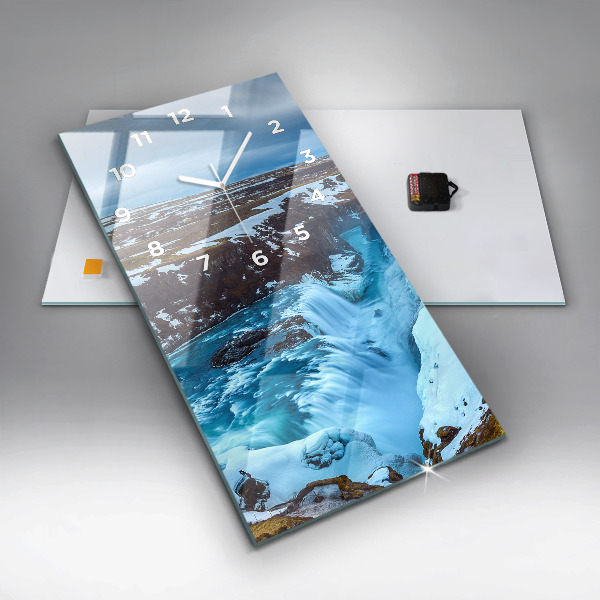 Zegar szklany pionowy Wodospad Gullfoss na Islandii