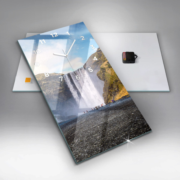 Zegar szklany pionowy Wodospad w Islandii