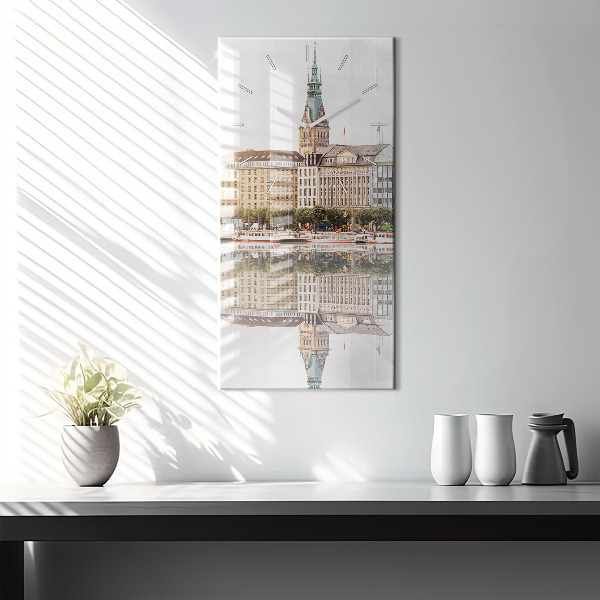 Zegar szklany pionowy Rzeka Hamburg Niemcy