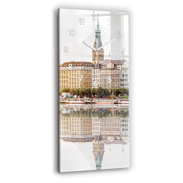 Zegar szklany pionowy Rzeka Hamburg Niemcy
