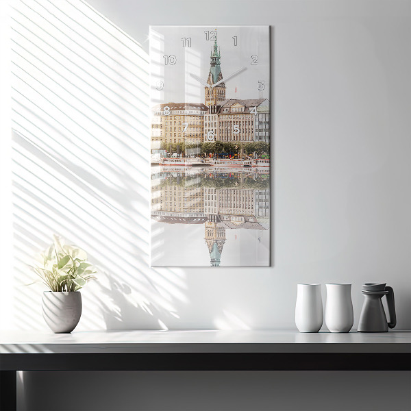 Zegar szklany pionowy Rzeka Hamburg Niemcy
