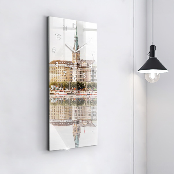 Zegar szklany pionowy Rzeka Hamburg Niemcy
