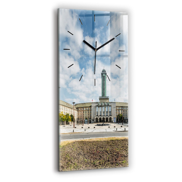 Zegar szklany pionowy Panorama miasta Ostrawa