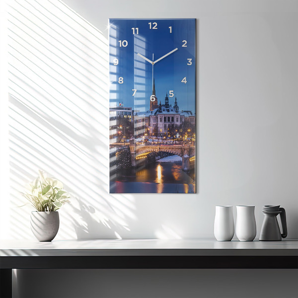 Zegar szklany pionowy Panorama miasta Pilzno