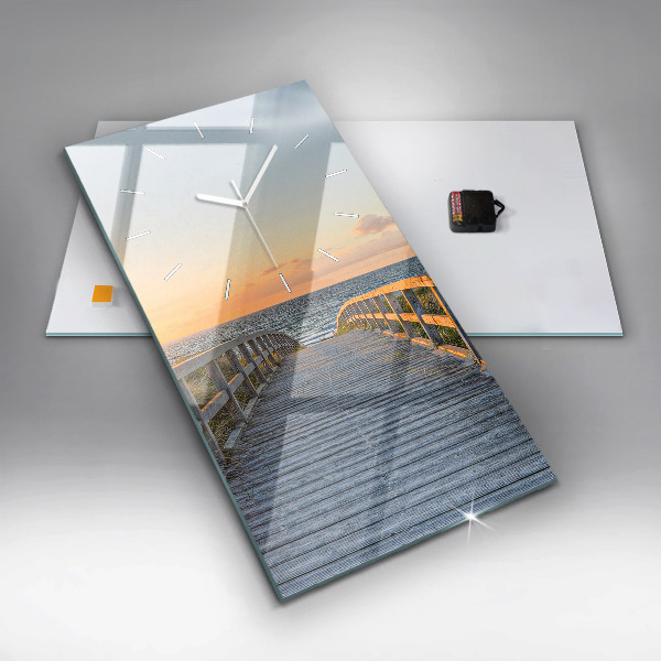 Zegar szklany pionowy Wakacje na plaży