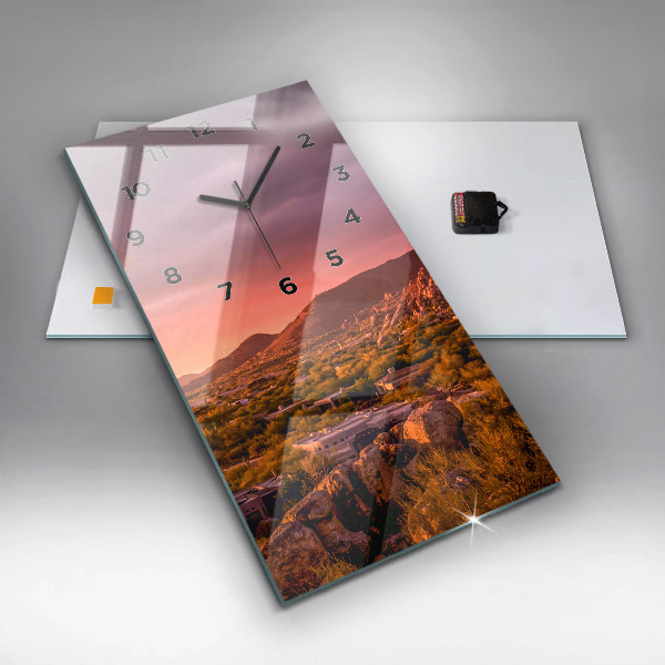 Zegar szklany pionowy Zachód słońca North Scottsdale